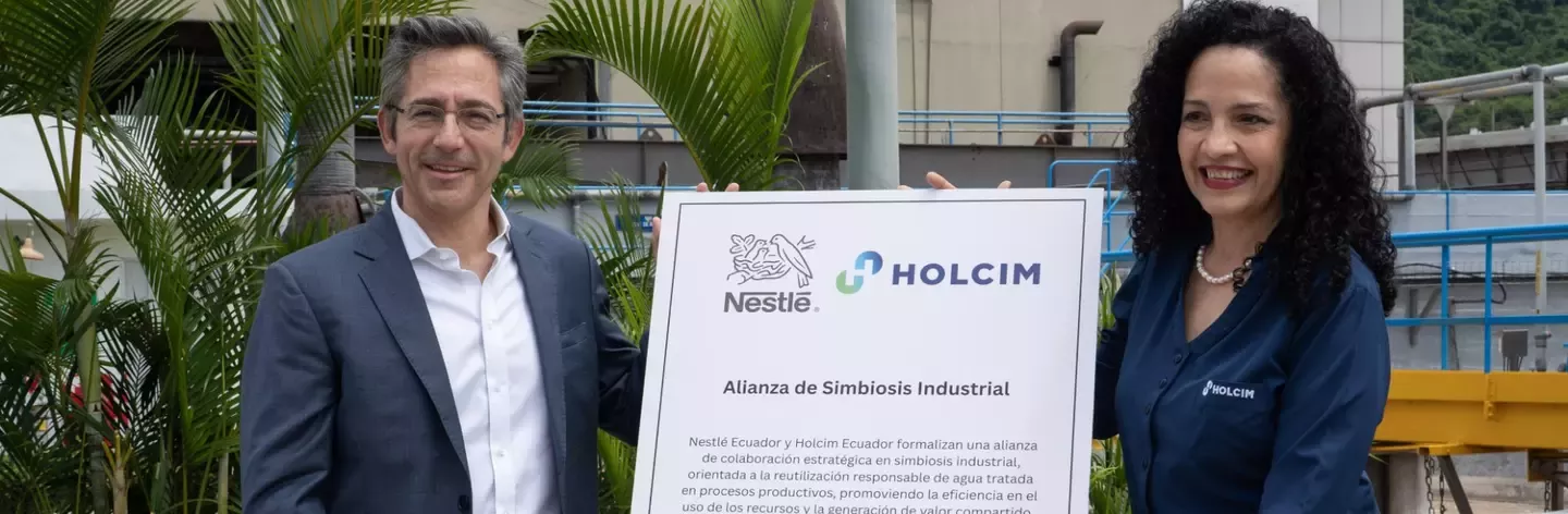 Josué De la Maza, Presidente Ejecutivo de Nestlé Ecuador y Dolores Prado CEO de Holcim Ecuador